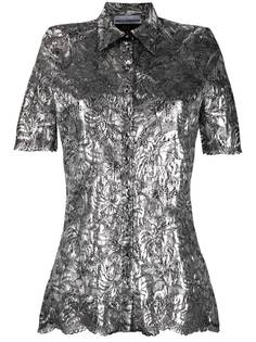 Paco Rabanne рубашка с эффектом металлик и цветочным принтом