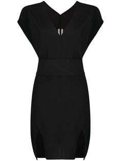 Rick Owens короткое платье с V-образным вырезом и поясом