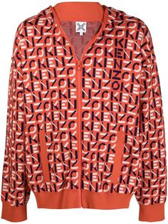 Kenzo жаккардовое худи на молнии с монограммой