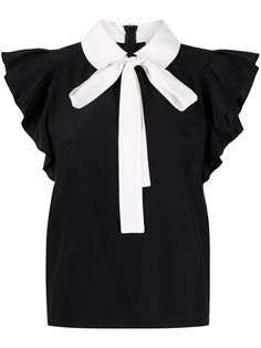 RED Valentino блузка с оборками на рукавах и бантом