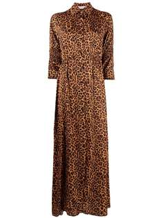 Laneus платье-рубашка макси с леопардовым принтом