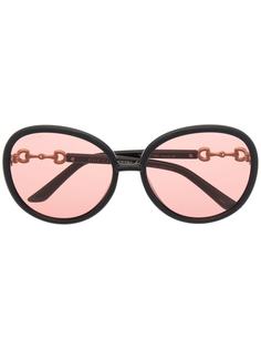 Gucci Eyewear солнцезащитные очки Jackie в круглой оправе с декором Horsebit