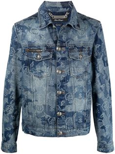 Philipp Plein джинсовая куртка с принтом граффити