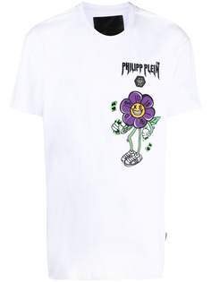Philipp Plein футболка с цветочной вышивкой