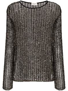 Saint Laurent сетчатый топ с пайетками