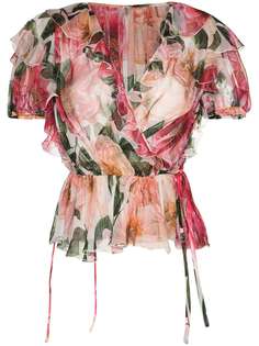 Dolce & Gabbana блузка с оборками и принтом