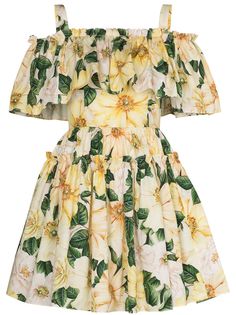 Dolce & Gabbana платье мини с открытыми плечами и цветочным принтом
