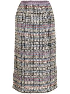 Coohem твидовая юбка миди в клетку