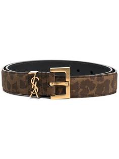 Saint Laurent ремень с анималистичным принтом и монограммой