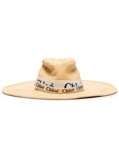 Chloé соломенная шляпа с логотипом