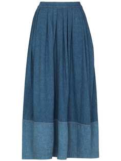 Chloé джинсовая юбка миди со складками