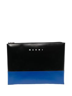 Marni двухцветный клатч с тисненым логотипом