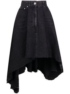 Sacai джинсовая юбка асимметричного кроя с эффектом потертости