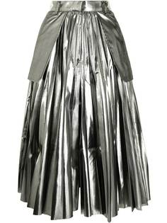 Sacai плиссированная юбка с эффектом металлик