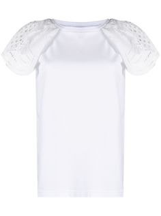 Alberta Ferretti футболка с кружевными рукавами