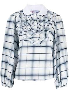 RED Valentino клетчатая рубашка с оборками