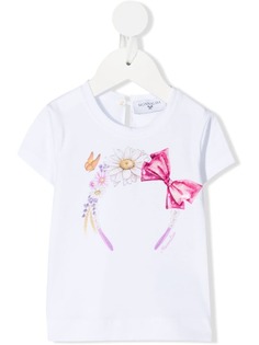 Monnalisa футболка с цветочным принтом