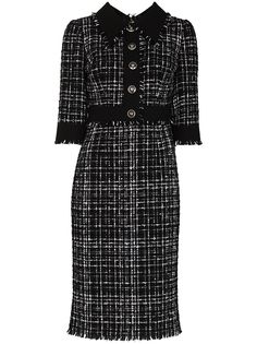 Dolce & Gabbana твидовое платье миди с короткими рукавами