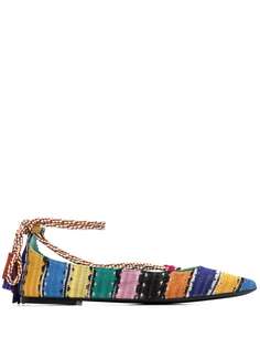 Missoni балетки в стиле колор-блок с кисточками