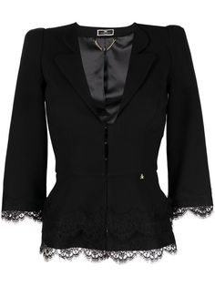 Elisabetta Franchi блузка с запахом и кружевом