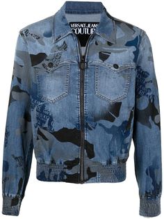 Versace Jeans Couture джинсовый бомбер с камуфляжным принтом