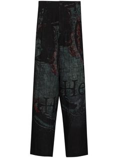 Yohji Yamamoto широкие брюки с принтом