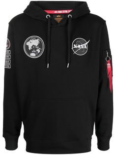 Alpha Industries худи с нашивками и кулиской