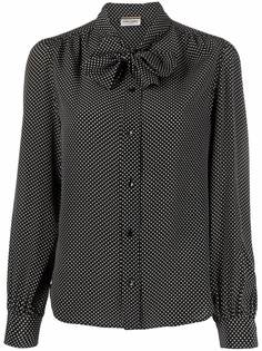 Saint Laurent блузка в горох с бантом