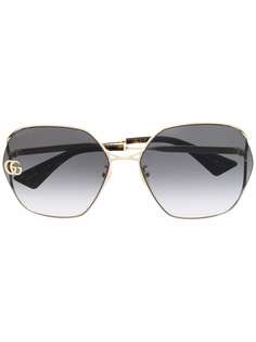 Gucci Eyewear солнцезащитные очки в массивной оправе с декором Double G