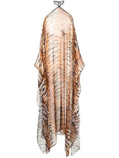 Roberto Cavalli платье с вырезом-халтер и тигровым принтом