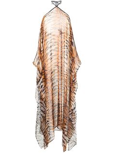 Roberto Cavalli платье с вырезом-халтер и тигровым принтом