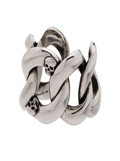 Alexander McQueen цепочное кольцо с декором Skull