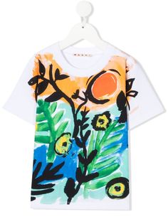 Marni Kids футболка с цветочным принтом