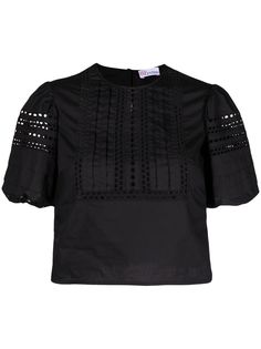 RED Valentino расклешенное платье с английской вышивкой