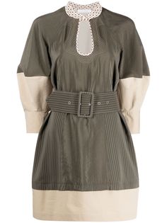 Chloé платье мини с пышными рукавами и поясом