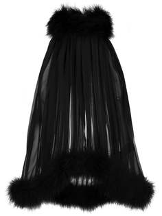 Saint Laurent полупрозрачный топ с перьями