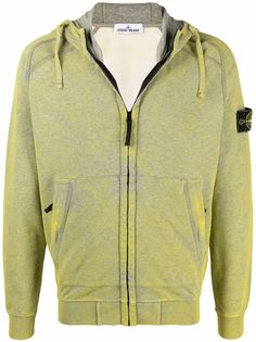 Stone Island худи на молнии с нашивкой-логотипом