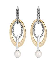 John Hardy серьги-подвески Classic Chain из желтого золота и серебра