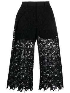Sacai кюлоты с завышенной талией и вышивкой
