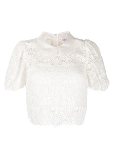 RED Valentino укороченный топ с цветочной вышивкой