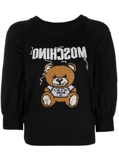 Moschino джемпер вязки интарсия с пышными рукавами