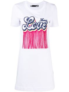 Love Moschino футболка с бахромой и вышитым логотипом