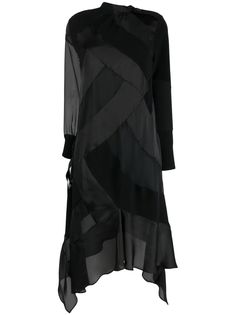 Sacai платье асимметричного кроя в технике пэчворк