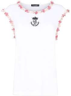 Dolce & Gabbana топ с цветочной аппликацией и логотипом