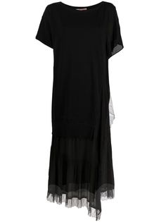 TWINSET платье с короткими рукавами и кружевом