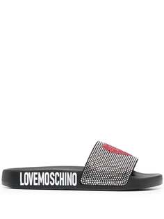 Love Moschino шлепанцы с кристаллами