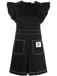 RED Valentino платье с нашивкой-логотипом и короткими рукавами