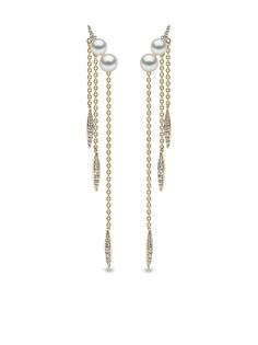 Yoko London серьги Trend из желтого золота с жемчугом и бриллиантами