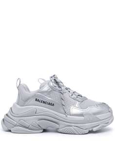 Balenciaga кроссовки Triple S с эффектом металлик