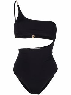 Stella McCartney купальник на одно плечо с искусственным жемчугом